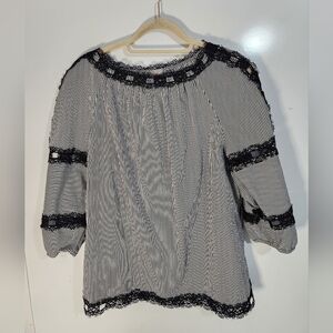 Chicos Black and White Striped Women's Top,  Size 2